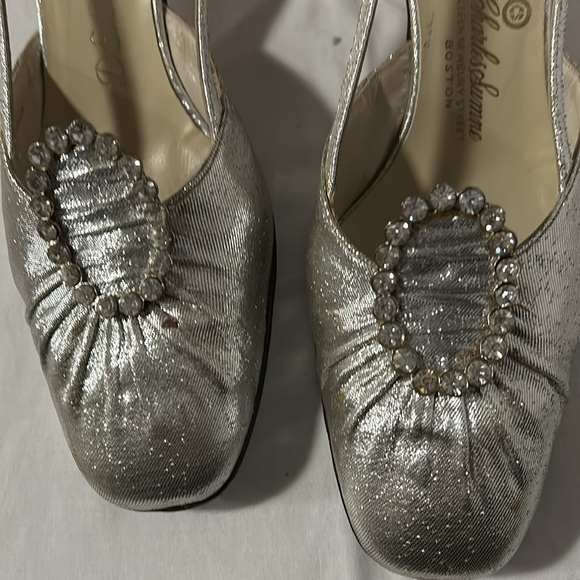Vintage Delman silver slingback heels 8s - Picture 4 of 6